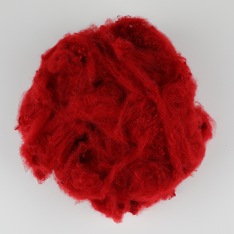 Wine Red Wool Spinning Polyester Staple Fiber 3D×64mm