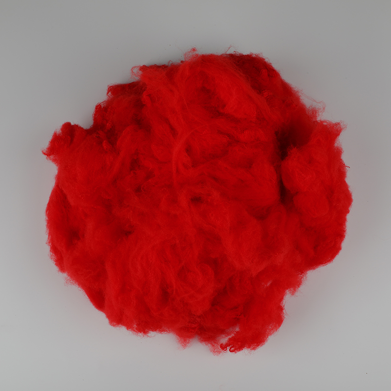 Fresh and Bright Red Wool Spinning Polyester Staple Fiber 3D×64mm